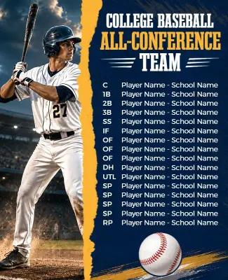 College Baseball All-Conference Team Announcement Flyer Template