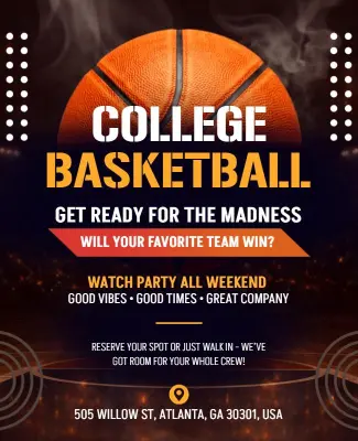 College Basketball Madness Event Promotion Poster Template