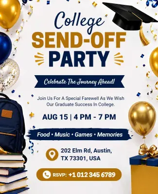 College Graduation Send-Off Party Flyer Template