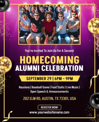 College Homecoming Alumni Celebration Event Flyer Template