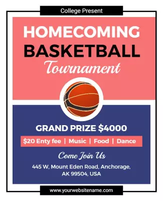 College Homecoming Basketball Tournament Flyer Template