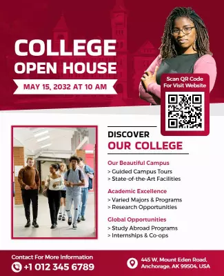 College Open House Event Announcement Flyer Template