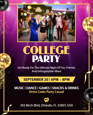 College Party Celebration Event Flyer Template