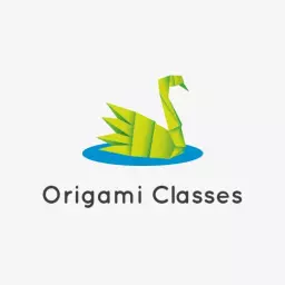 Colorful 3D Origami Swan Design for Craft Classes Logo Template