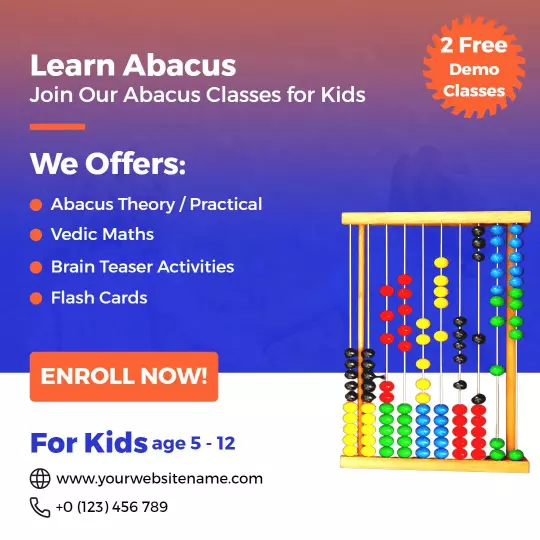 Colorful Abacus Classes for Kids Education Promotion Ad Template