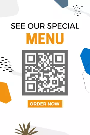 Colorful Abstract QR Code Restaurant Menu Poster Template