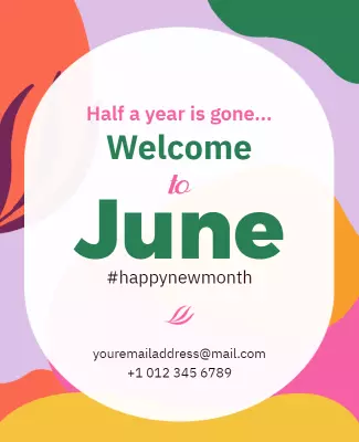 Colorful Abstract Welcome to June Celebration Poster Template