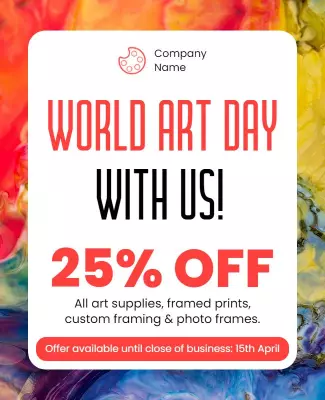 Colorful Abstract World Art Day Discount Promotion Poster Template