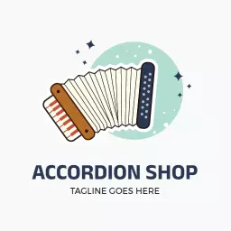 Colorful Accordion Design Showcasing Music Shop Logo Template
