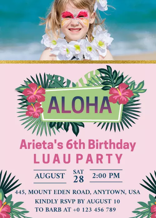 Colorful Aloha Luau Birthday Celebration Invitation Template