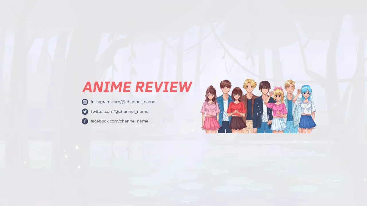 Colorful Anime Characters for YouTube Review Channel Banner Template