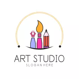 Colorful Art Tools Showcasing Creativity in Art Logo Template
