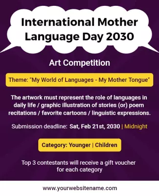 Colorful Artistic Expression for International Mother Language Day Poster Template
