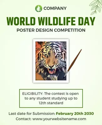 Colorful Artistic Tiger Illustration for Wildlife Day Poster Template