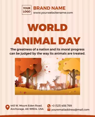 Colorful Autumn Wildlife World Animal Day Poster Template