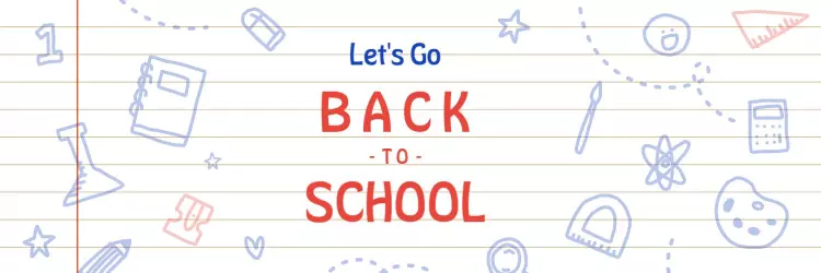 Colorful Back to School Supplies with Fun Doodles Education Banner Template
