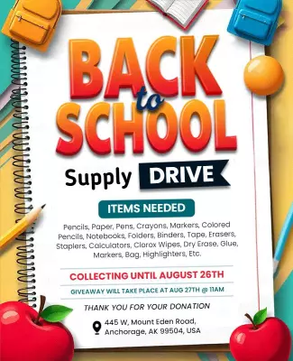 Colorful Back to School Supply Drive Donation Poster Template
