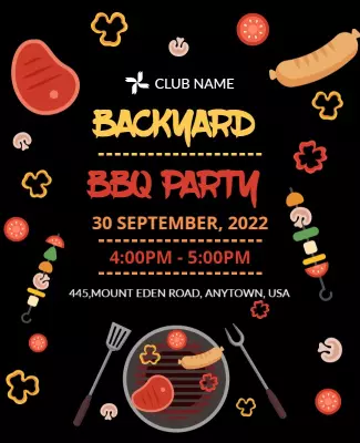 Colorful Backyard BBQ Celebration Party Poster Template