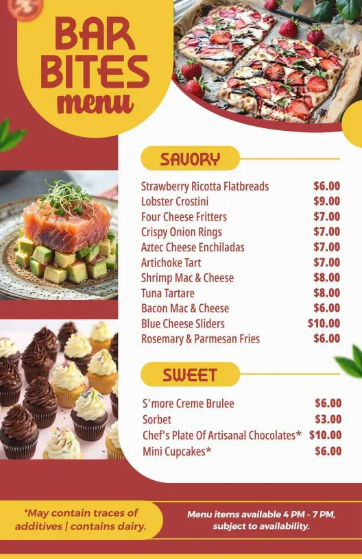 Colorful Bar Bites Savory and Sweet Menu Template