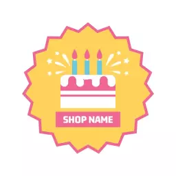 Colorful Birthday Cake with Candles for Bakery Logo Template