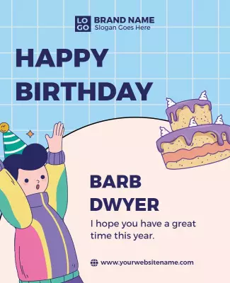 Colorful Birthday Celebration Flyer with Cake Illustration Template