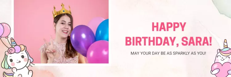Colorful Birthday Celebration with Balloons and Unicorns Banner Template