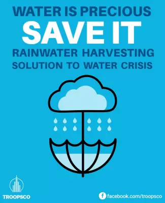 Colorful Blue Environmental Awareness Rainwater Harvesting Poster Template