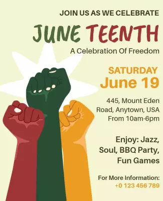 Colorful Bold Juneteenth Celebration Freedom Event Poster Template