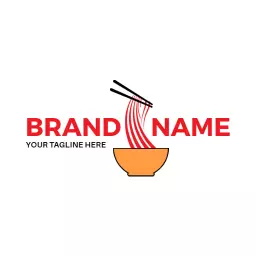 Colorful Bowl with Noodles and Chopsticks in Chinese Food Logo Template