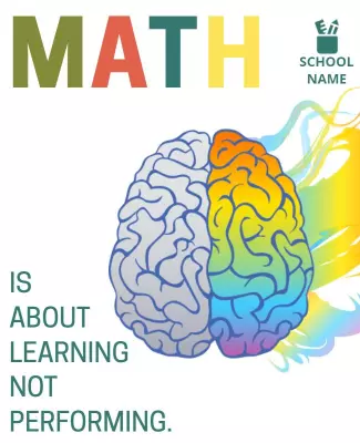 Colorful Brain Design for Educational Math Awareness Poster Template