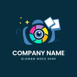 Colorful Camera Lens Design for Creative Editor Logo Template