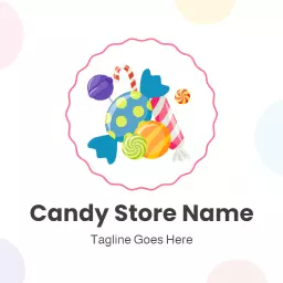 Colorful Candies and Sweets Delight in a Candy Store Logo Template