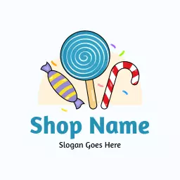 Colorful Candy and Lollipop Design Representing Gummies Logo Template