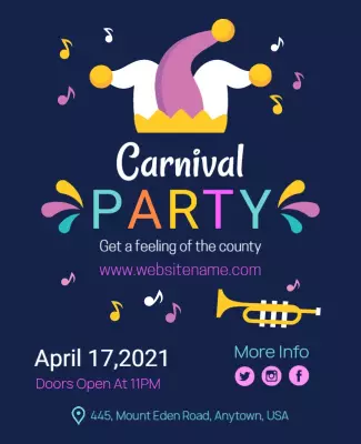 Colorful Carnival Party Celebration Invitation Poster Template