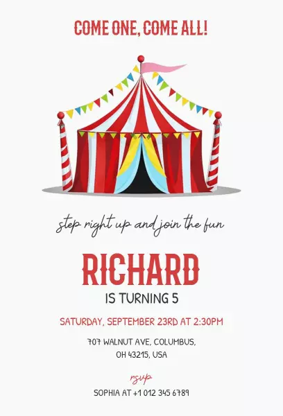Colorful Carnival Theme Fun Birthday Celebration Invitation Template