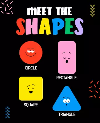 Colorful Cartoon Educational Shapes Learning Poster Template