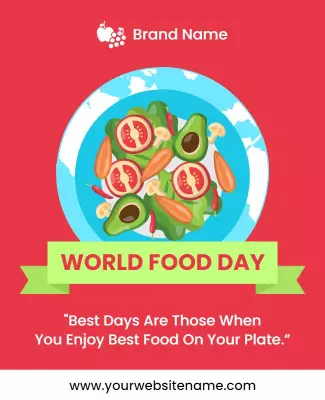 Colorful Cartoon Food Art for World Food Day Poster Template