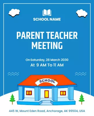 Colorful Cartoon School Parent Teacher Meeting Poster Template