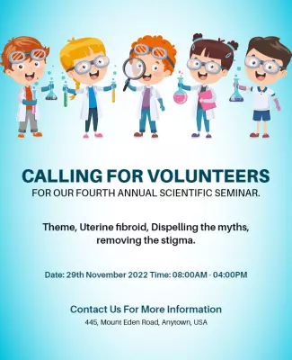 Colorful Cartoon Science Seminar Volunteer Call Poster Template
