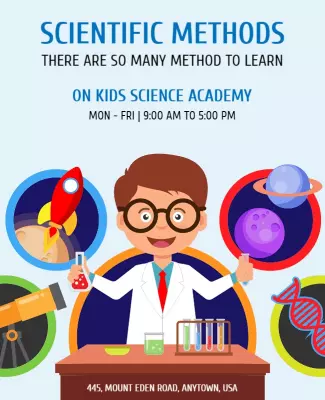 Colorful Cartoon Scientific Learning Academy Poster Template