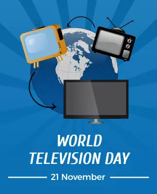 Colorful Cartoon Television Icons for World Television Day Poster Template