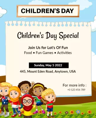 Colorful Cartoon Theme Children’s Day Celebration Poster Template