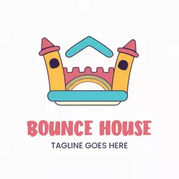 Colorful Castle Design Celebrating Fun Bounce House Logo Template