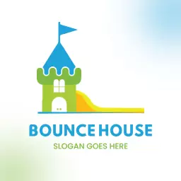 Colorful Castle Design for Exciting Bounce House Logo Template