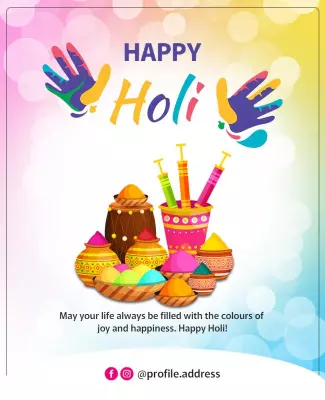 Colorful Celebration of Holi Festival with Vibrant Art Poster Template