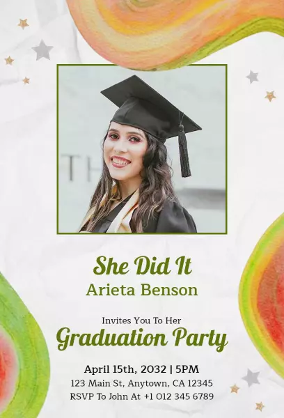Colorful Celebration Photo Graduation Party Invitation Template
