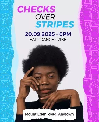 Colorful Checks Over Stripes Dance Event Poster Template