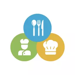 Colorful Chef Icons Representing Professional Catering Logo Template