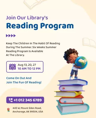 Colorful Child-Friendly Summer Reading Program Poster Template