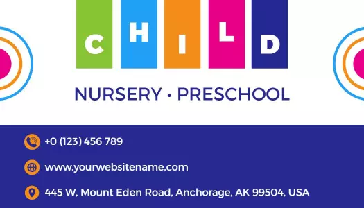 Colorful Child Nursery Preschool Business Card Template